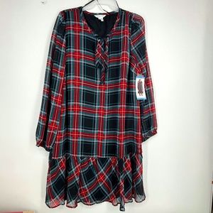 Draper James Red and Black Plaid Long Sleeve Dress